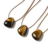 Natural Tiger Eye Triangle Pendant Necklace with Waxed Cord for Women, 15.75~29.92 inch(40~76cm)(NJEW-G093-01B)