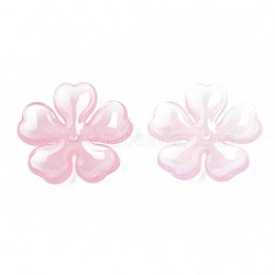 Transparent Acrylic Beads, Flower, Pink, 29.5x31x4.5mm, Hole: 1.6mm(TACR-S135-044C)