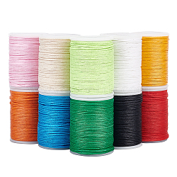 10 Rolls 10 Colors Waxed Cotton Cords, Round, Mixed Color, 1mm, about 10m/roll, 1 roll/color(YC-WH0012-01)