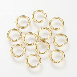 304 Stainless Steel Open Jump Rings, Saw Cut Round, Golden, 8x1.2mm, 17 Gauge, Inner Diameter: 5.6mm(X-STAS-Q186-02G-8x1.2)