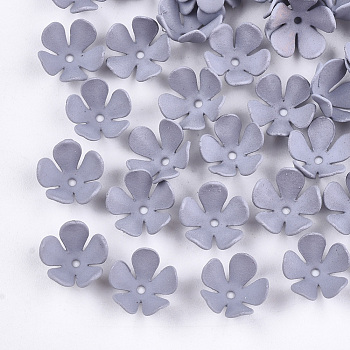 Spray Painted Eco-Friendly Iron Bead Caps, 5-Petal Flower, Gray, 8x8.5x4mm, Hole: 0.8mm