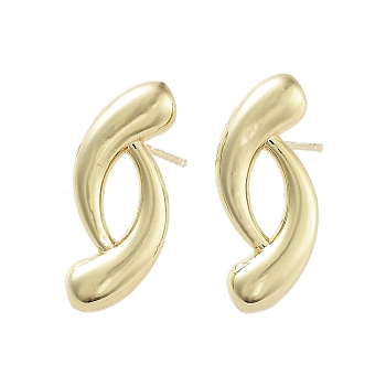 Teardrop Brass Stud Earrings, Long-Lasting Plated, Lead Free & Cadmium Free, Real 18K Gold Plated, 24x9.5mm