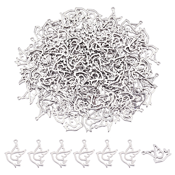 120Pcs 304 Stainless Steel Bird Pendants, Laser Cut, Hollow, Dove, Stainless Steel Color, 17x12x1mm, Hole: 0.9mm
