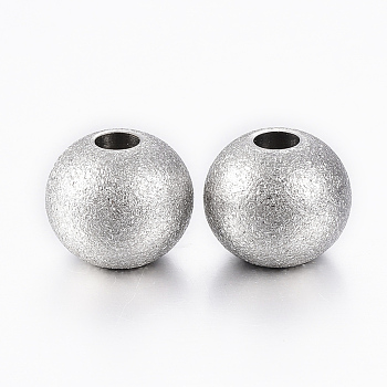 202 Stainless Steel Textured Beads, Rondelle, Stainless Steel Color, 10x8.5mm, Hole: 3mm