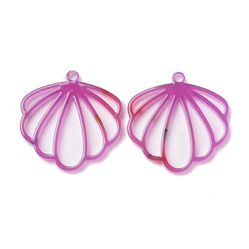 Acrylic Pendants, with Paillette/Sequin, Hollow, Scallop Shell Shape, Lilac, 24.5x24.5x2.2mm, Hole: 1.8mm
