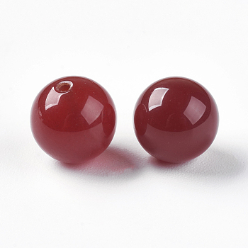 Natural Carnelian Beads, Half Drilled, Dyed & Heated, Round, 8mm, Hole: 1mm