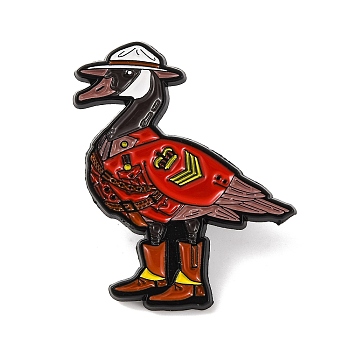 Cartoon Uniform Goose Alloy Enamel Pins, for Backpack Clothes, Red, 30.5x22mm