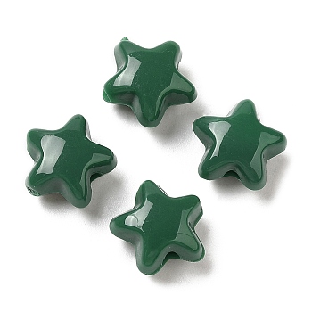 Opaque Acrylic Beads, Star, Dark Green, 11x11.5x7mm, Hole: 2mm,  about 1245pcs/500g