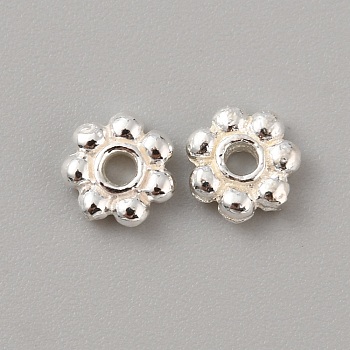 925 Sterling Silver Spacer Beads, Granulated Beads, for Jewelry Making Accessories, Silver, 6x1.8mm, Hole: 1.5mm