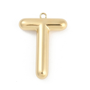 304 Stainless Steel Pendants, Ion Plating(IP), Letter Charm, Letter T, 38x26.5x6.5mm, hole: 2.1mm