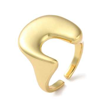 Rack Plating Brass Arch Open Cuff Rings, Cadmium Free & Lead Free, Real 18K Gold Plated, Inner Diameter: 17.4mm