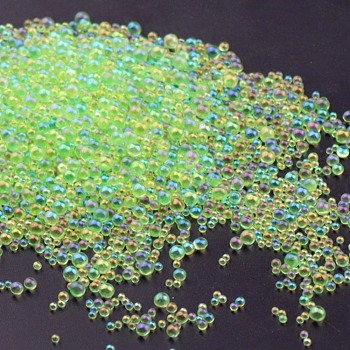 AB Color Plated 3D Nail Art Glass Mini Ball Beads, Tiny Caviar Nail Beads, DIY Nails Art Round Decorations, Light Green, 0.4~3mm, 720~1000pcs/bag