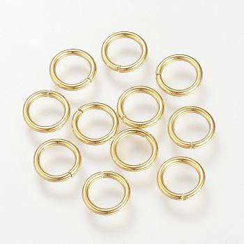 304 Stainless Steel Open Jump Rings, Saw Cut Round, Golden, 8x1.2mm, 17 Gauge, Inner Diameter: 5.6mm