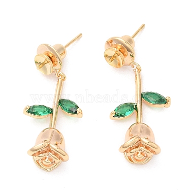 Real 18K Gold Plated Flower of Life Brass+Glass Stud Earring Findings