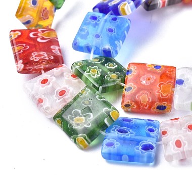 Square Handmade Millefiori Glass Beads Strands(LK-R004-13)-3