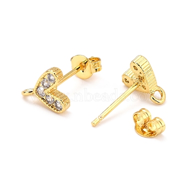 Brass Micro Pave Cubic Zirconia Stud Earrings Finding(ZIRC-D120-04G-04)-2