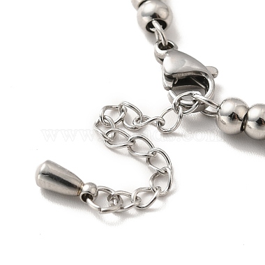 304 Stainless Steel Plastic Pearl Charm Bracelet with 201 Stainless Steel Round Beads for Women(BJEW-B057-20P)-3