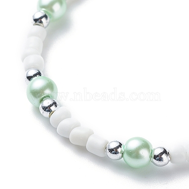 Plastic & Glass Pearl & Seed Beaded Bracelet and Necklace(SJEW-JS01255)-7