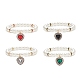 Acrylic Pearl Round Beaded Stretch Bracelet with Alloy Rhinestone Heart Charms for Women(BJEW-JB09232)-1