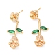 Brass with Glass Stud Earring Findings(KK-K333-50G)-1