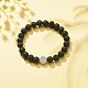 Natural Lava Rock Stretch Bracelet with Alloy Cross Coin(BJEW-JB08192-03)-2
