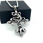 Vintage Gothic Cross Tengu Pendant 304 Stainless Steel Necklaces, Stainless Steel Color, 23.62 inch(60cm), Pendant: 62.5x47.5x6mm(MY8388)