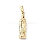 Brass Pendants, Virgin Mary Charms, Long-Lasting Plated, Rack Plating, Lead Free & Cadmium Free, Real 18K Gold Plated, 27x7x5mm, Hole: 6x3.5mm(KK-H255-19G)