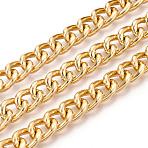 Aluminium Curb Chains, Unwelded, with Spool, Golden, 14x11x3mm, about 32.81 Feet(10m)/Roll(CHA-N004-06G)