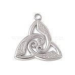 Non-Tarnish 304 Stainless Steel Pendants, Trinity Knot Charms, Stainless Steel Color, 26.5x25x2mm, Hole: 2.9mm(STAS-K242-10P)