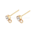 202 Stainless Steel Rhinestone Stud Earring Findings, 304 Stainless Steel Pin, Real 18K Gold Plated, 14x7mm, Hole: 2mm, Pin: 11x1mm(STAS-U012-05G)