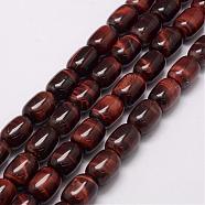Natural & Dyed Tiger Eye Bead Strands, Grade AB, Barrel, 10.5x14~15mm, Hole: 1mm, about 24pcs/strand, 15.94 inch(G-P230-31-10x14mm)
