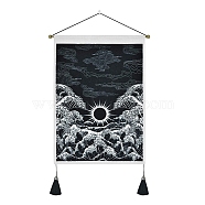 Polyester Decorative Wall Tapestrys, for Home Decoration, with Wood Bar, Nulon Rope, Plastic Hook, Rectangle, Sun, 500x350mm(DJEW-PW0012-138A)