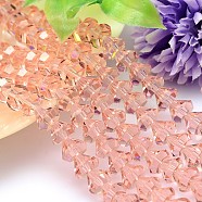 Faceted Cone Imitation Austrian Crystal Bead Strands, Grade AAA, PeachPuff, 6x4mm, Hole: 0.7~0.9mm, about 100pcs/strand, 15.7 inch(G-M187-6mm-18A)