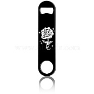 430 Stainless Steel Bottle Openers, Laser Cut, Rectangle, June Rose, 178x40x2mm(AJEW-WH0259-051)