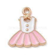 Alloy Enamel Pendants, Light Gold, Cadmium Free & Lead Free, Dress Charm, Pink, 15.5x14x1.5mm, Hole: 1.5mm(ENAM-A008-06KCG-01)