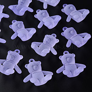 Frosted Acrylic Pendants, Bear, Lilac, 38.5x34x15mm, Hole: 2.5mm, about 94pcs/500g(MACR-S373-60K-04)