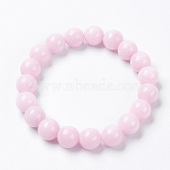 Natural Mashan Jade Beaded Stretch Bracelet, Dyed, Round, Lavender Blush, 2 inch(5cm), Beads: 14mm(BJEW-P207-05-14mm)