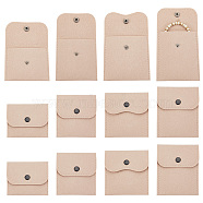 AHADERMAKER 12Pcs 4 Styles Portable Felt Card Cover Bag, with Iron Snap Button, Rectangle, Tan, 7.6~11.7x8.8~10.3cm, 3pcs/style(ABAG-GA0001-21D)