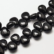 Dyed Natural Black Onyx Teardrop Beads, 18x15x10mm, Hole: 1mm(G-P094-05)