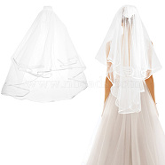 Polyester Long Mesh Tulle Bridal Veils, with Plastic Hair Comb, for Women's Wedding Party Decorations, White, 820x1000x0.1~2mm(OHAR-WH0001-15)