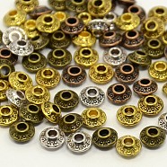 Mixed Antique Tibetan Style Alloy Bicone Spacer Beads, Lead Free & Nickel Free, Mixed Color, 6.5x4mm, Hole: 2mm, about 620pcs/200g(TIBE-X0007-FF)