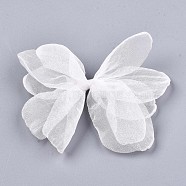 Bowknot Organza Ornament Accessories, For DIY Jewelry Making Craft, White, 85~92x37~50mm(FIND-S303-04M)