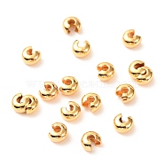 Brass Crimp Beads Covers, Real 18K Gold Plated, 5.5x6.5x3.5mm, Hole: 2mm(X-KK-F824-036C-G)
