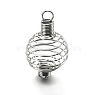 Iron Spiral Bead Cages Pendants Making, Round, Platinum, 34x19mm, Hole: 4.5mm(STAS-A031-01)