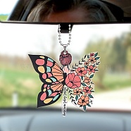 Colorful Butterfly Angel Acrylic Pendant Decoration, for Car Rear View Mirror Hanging Ornament, 315mm, Pendant: 72x77.5x4mm(RJEW-E007-03P-07)
