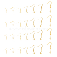 28Pcs 7 Style Rack Plating Brass Earring Hooks, Long-Lasting Plated, Golden, 21~30mm, Pin: 0.5~0.7mm and 0.6~1mm, 4pcs/style(KK-FH0005-79)
