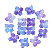 4-Petal Cellulose Acetate(Resin) Bead Caps, Flower, Steel Blue, 14x14x6mm, Hole: 1.2mm, 100pcs/box(KK-CA0001-04)
