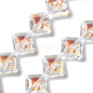 Faceted Glass Beads Strands, Clear, Rhombus, 17x17x7mm, Hole: 1.2mm, about 50pcs/strand, 15.75''(40cm)(X-EGLA-E030-01C)