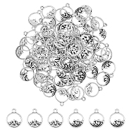 80Pcs 2 Styles Alloy Charms, Flat Round with Mountain, Antique Silver, 14x11x2.5~3mm, Hole: 1.5mm, 40pcs/style(FIND-DC0004-27)