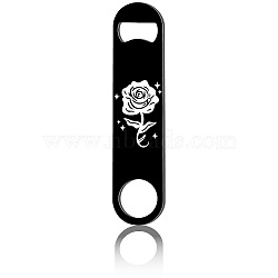 430 Stainless Steel Bottle Openers, Laser Cut, Rectangle, June Rose, 178x40x2mm(AJEW-WH0259-051)